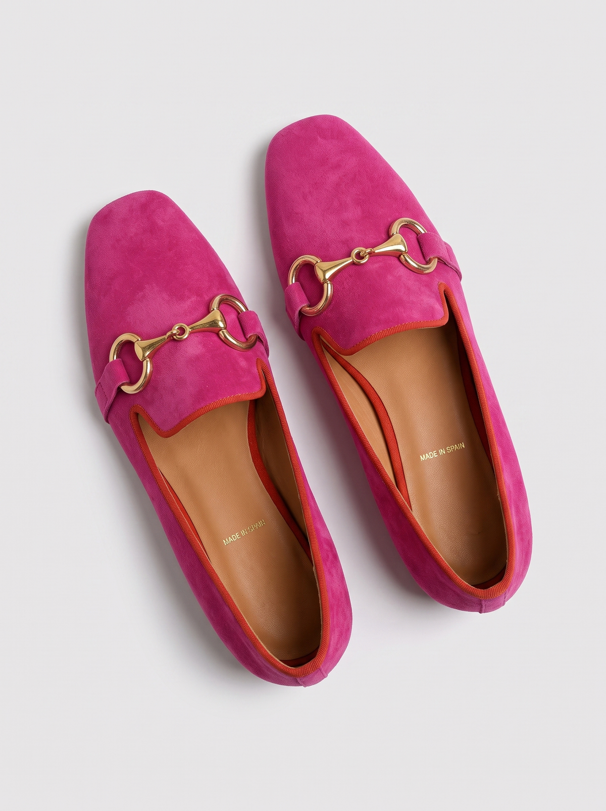 Lillian Women's Suede Slip-On Loafers in pink, pair seen from above