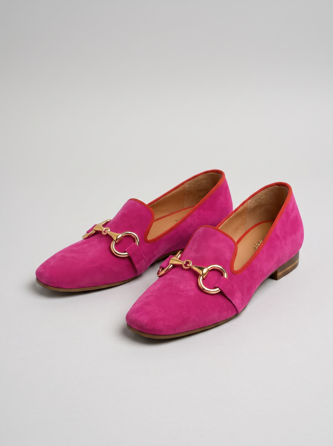 Lillian Women's Suede Slip-On Loafers in pink, three-quarter front view