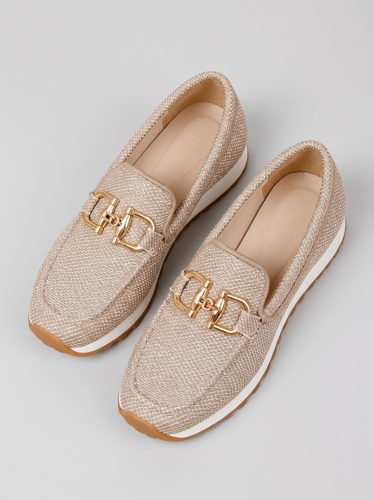 Joyce Women's Cozy Slip-On Loafers in cream, pair seen from above