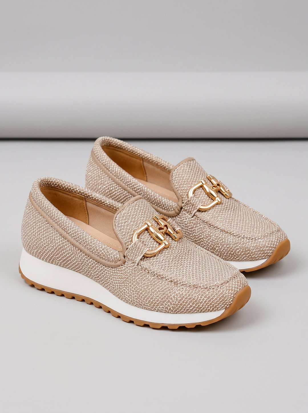 Joyce Women's Cozy Slip-On Loafers in cream, three-quarter front view