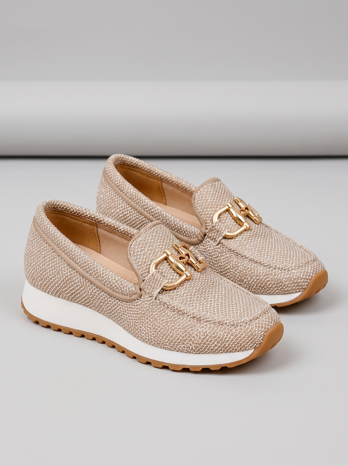 Joyce Women's Cozy Slip-On Loafers in cream, three-quarter front view