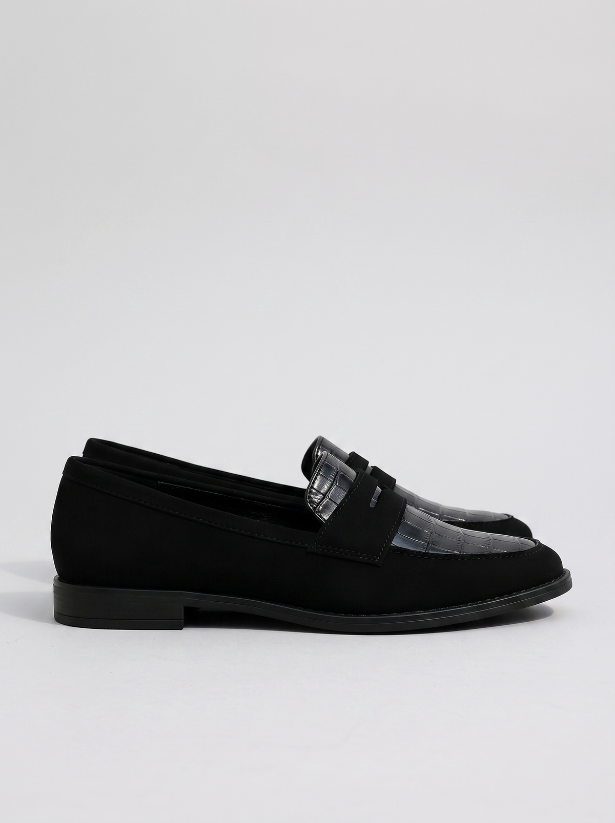 Gina Women's Comfort Loafers with croc detail, side profile view