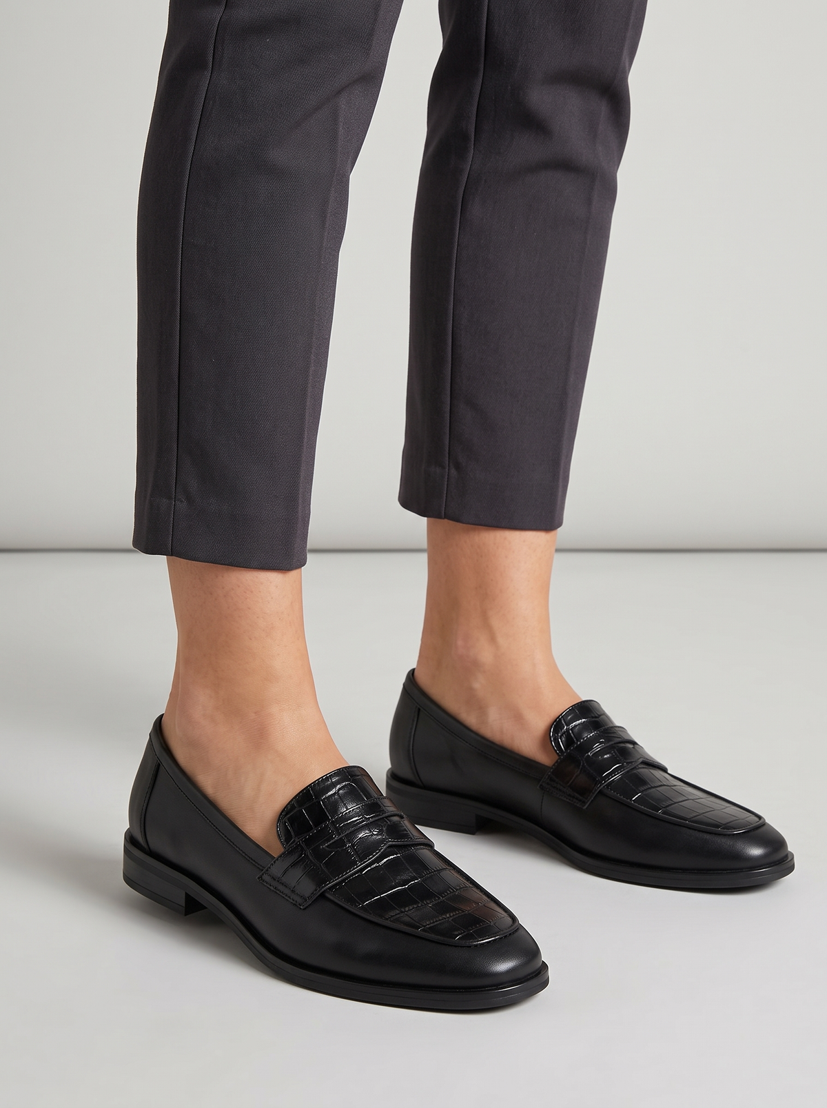 Gina Women's Comfort Loafers with croc detail, worn on the foot