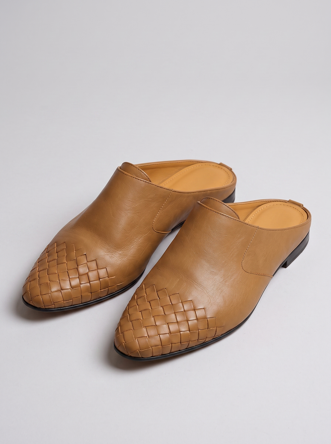 Sally Women's Woven Slip-On Mules in khaki, three-quarter front view