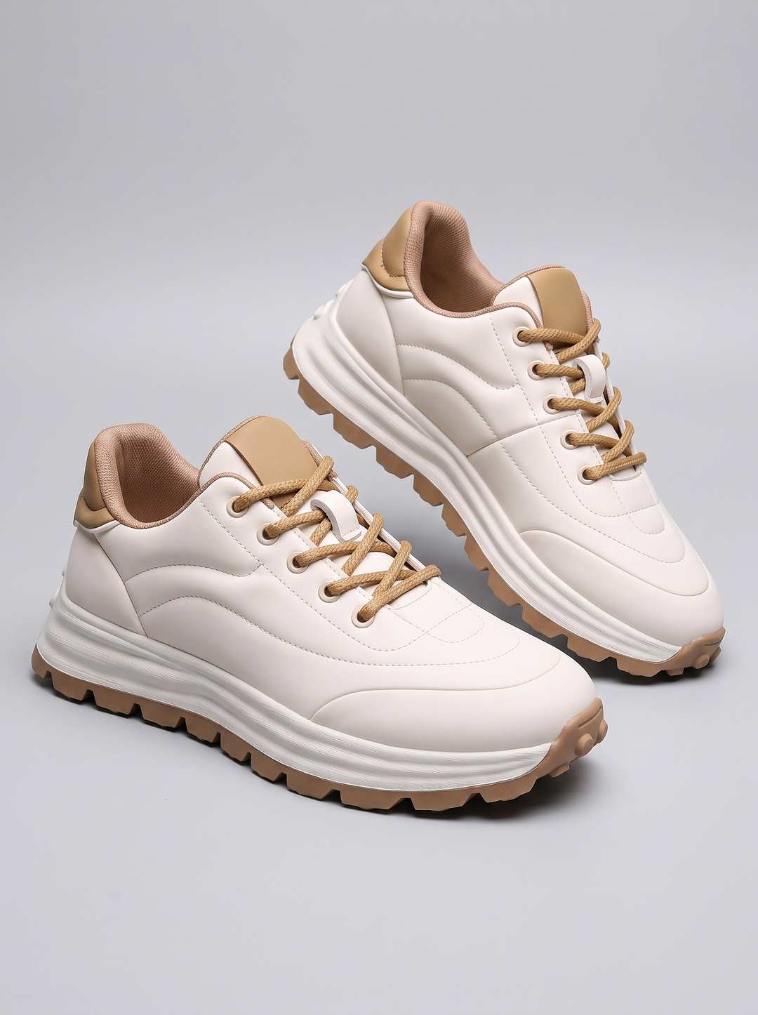 Atlas Men's Leather Sneakers in white, three-quarter front view