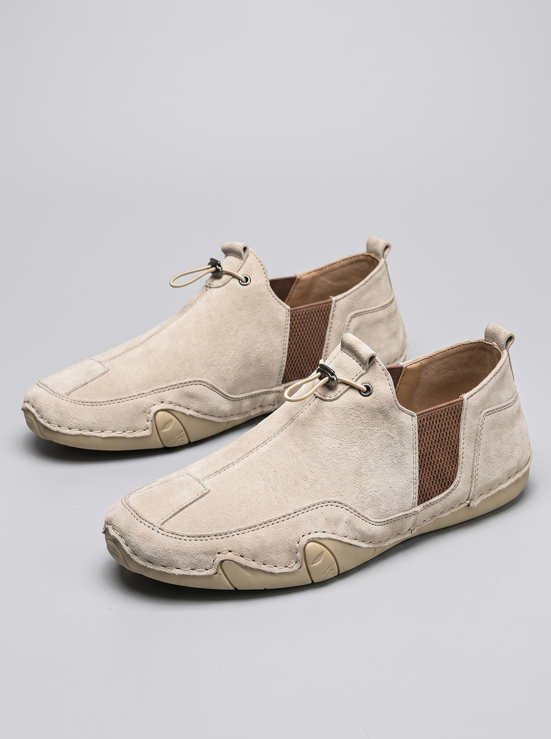 Slide beige instapschoenen paar driekwart