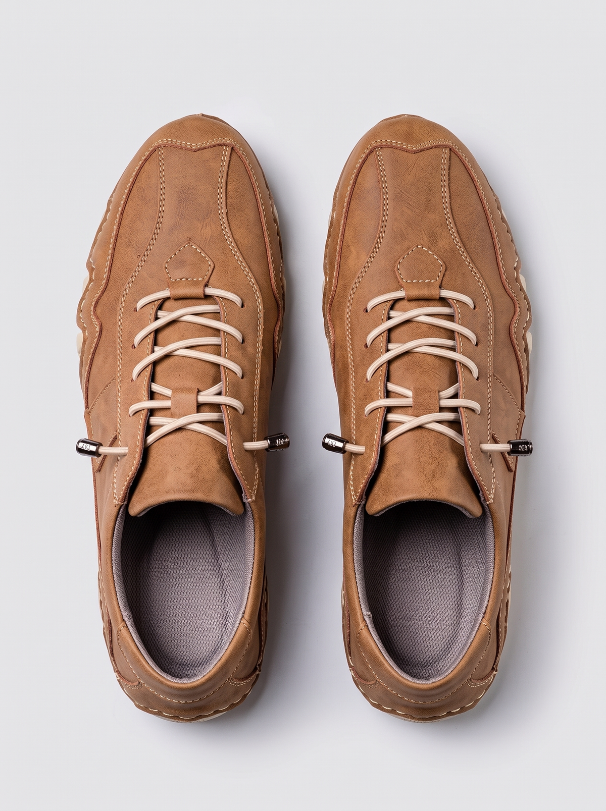 Barefoot cognac leren outdoorschoenen bovenaanzicht