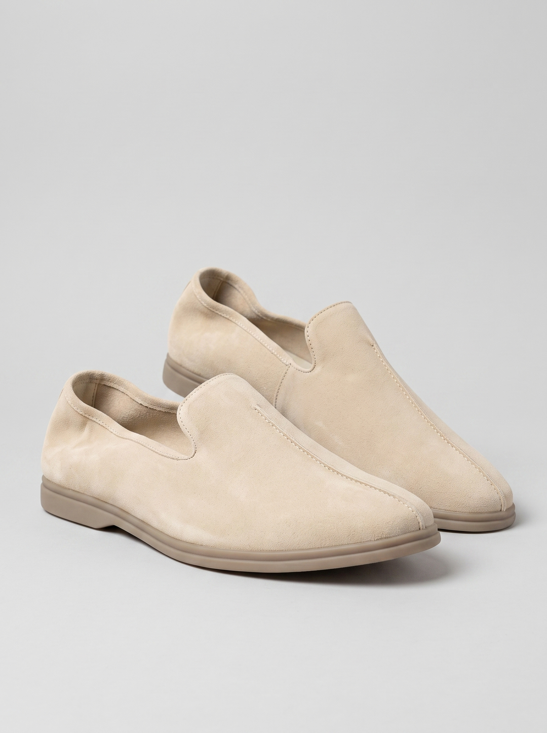Stirling beige zachte loafers paar driekwart
