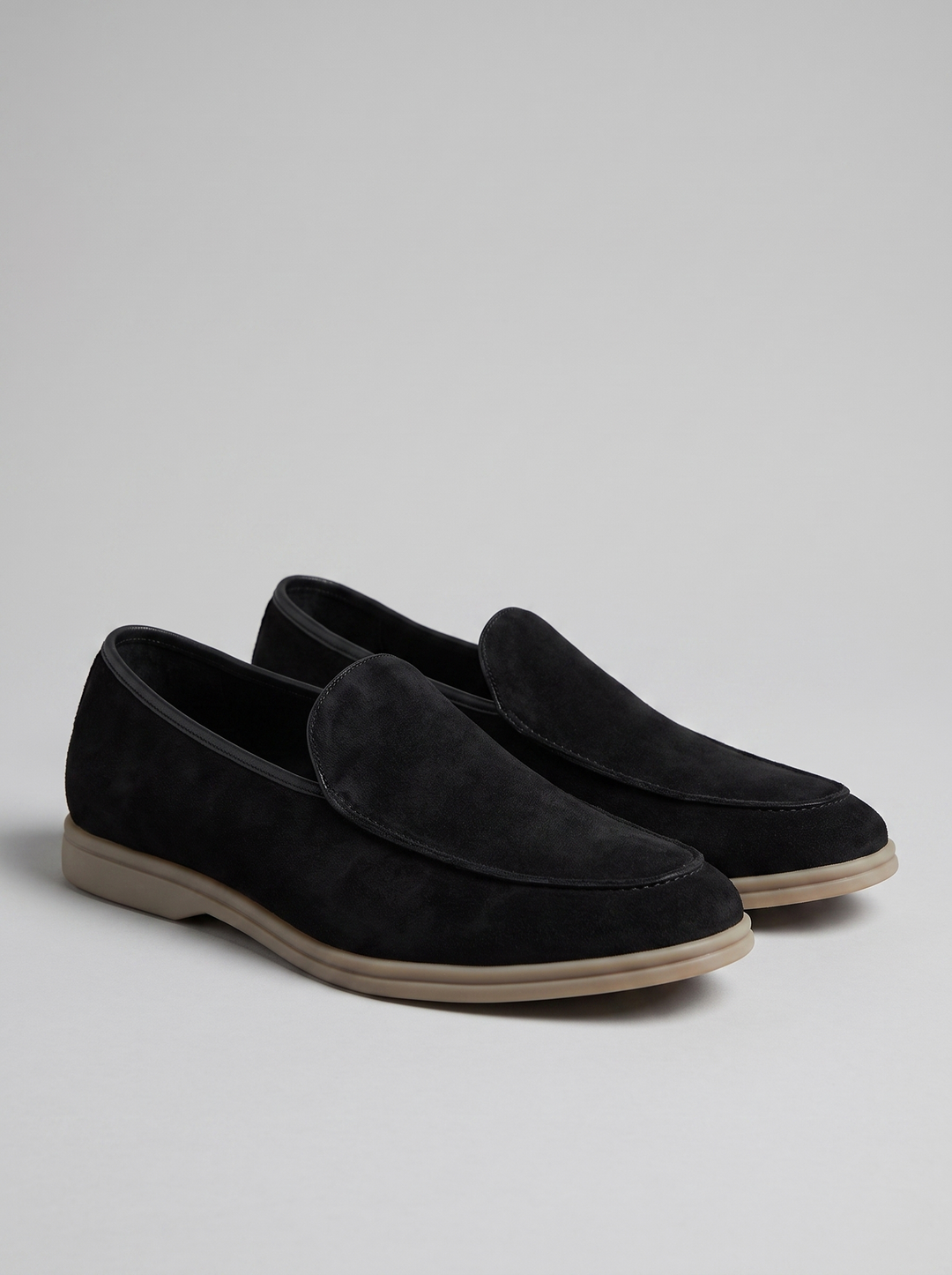 Stirling zwarte zachte loafers paar driekwart