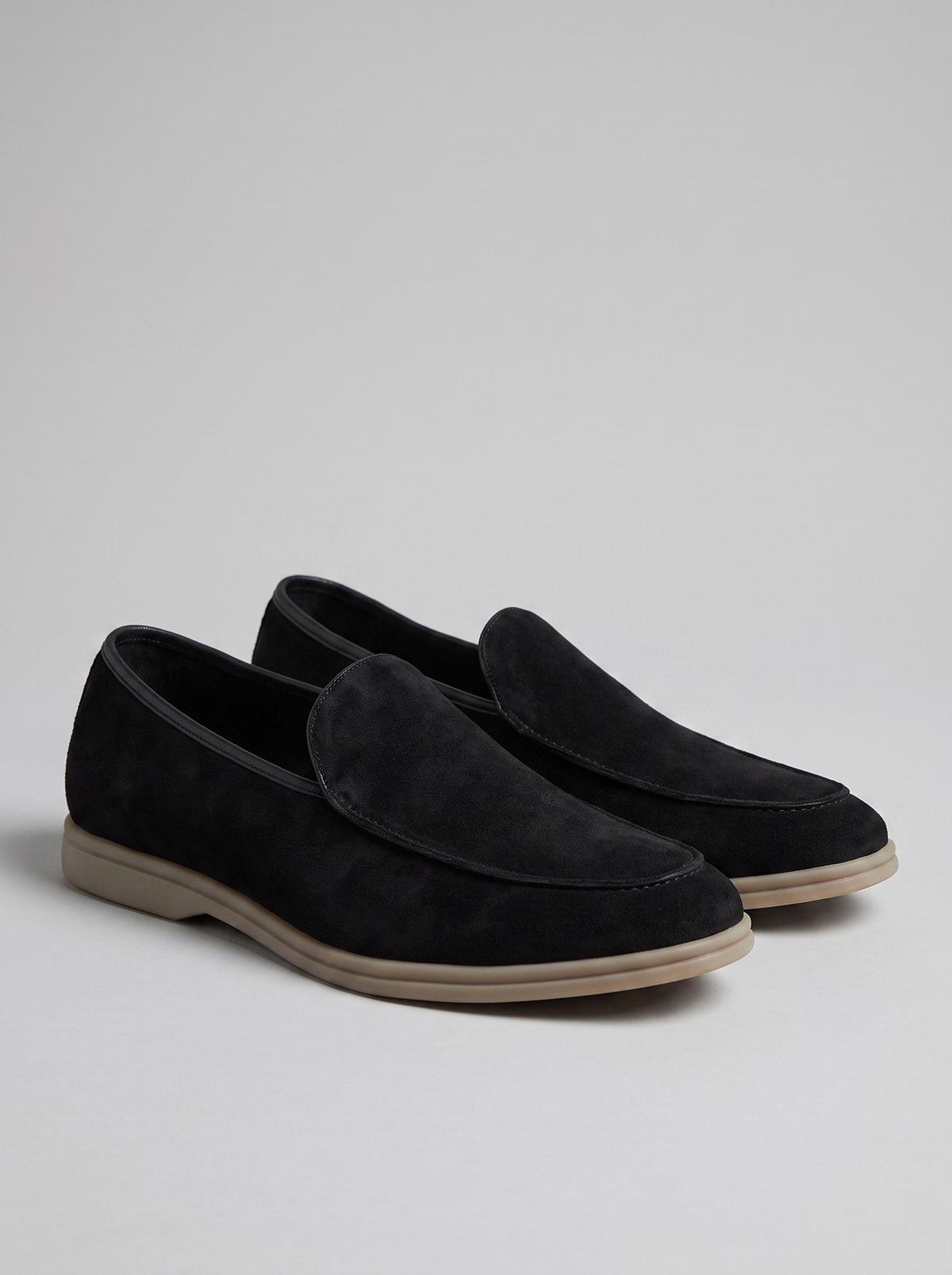Stirling zwarte zachte loafers paar driekwart