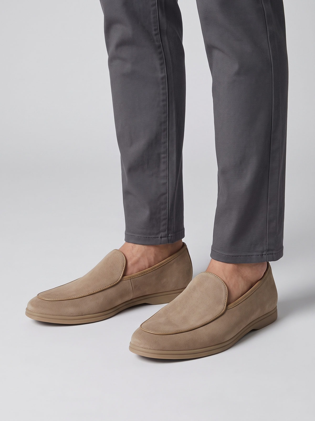 Stirling mokka zachte loafers gedragen