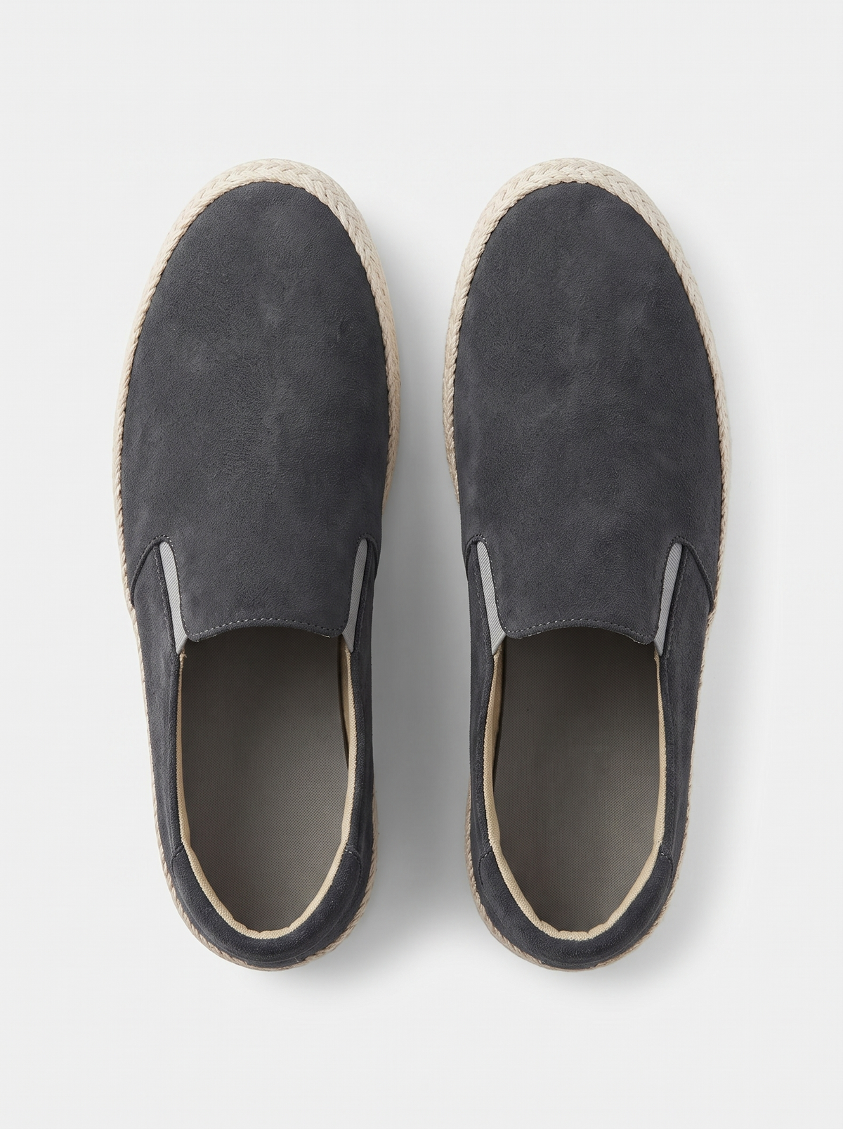 Riviera grijze suede espadrilles bovenaanzicht
