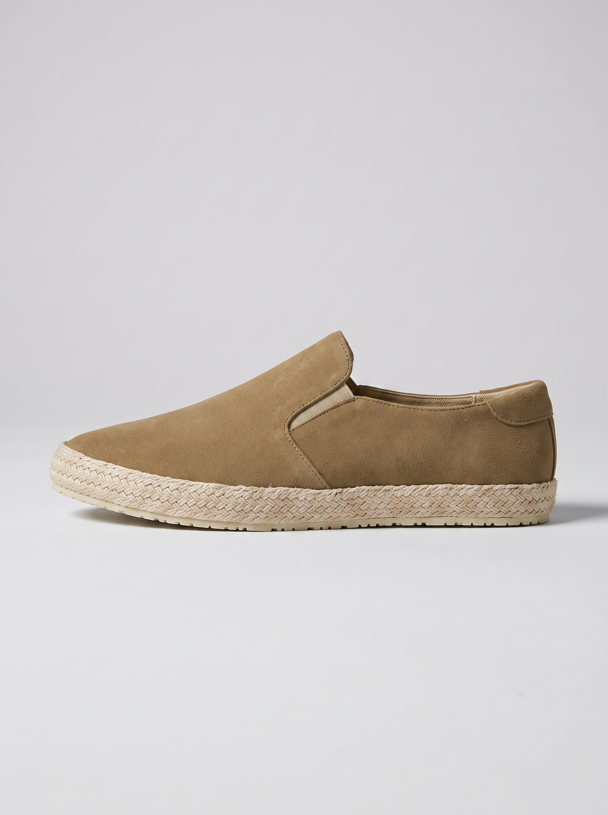 Riviera khaki suede espadrille zijaanzicht