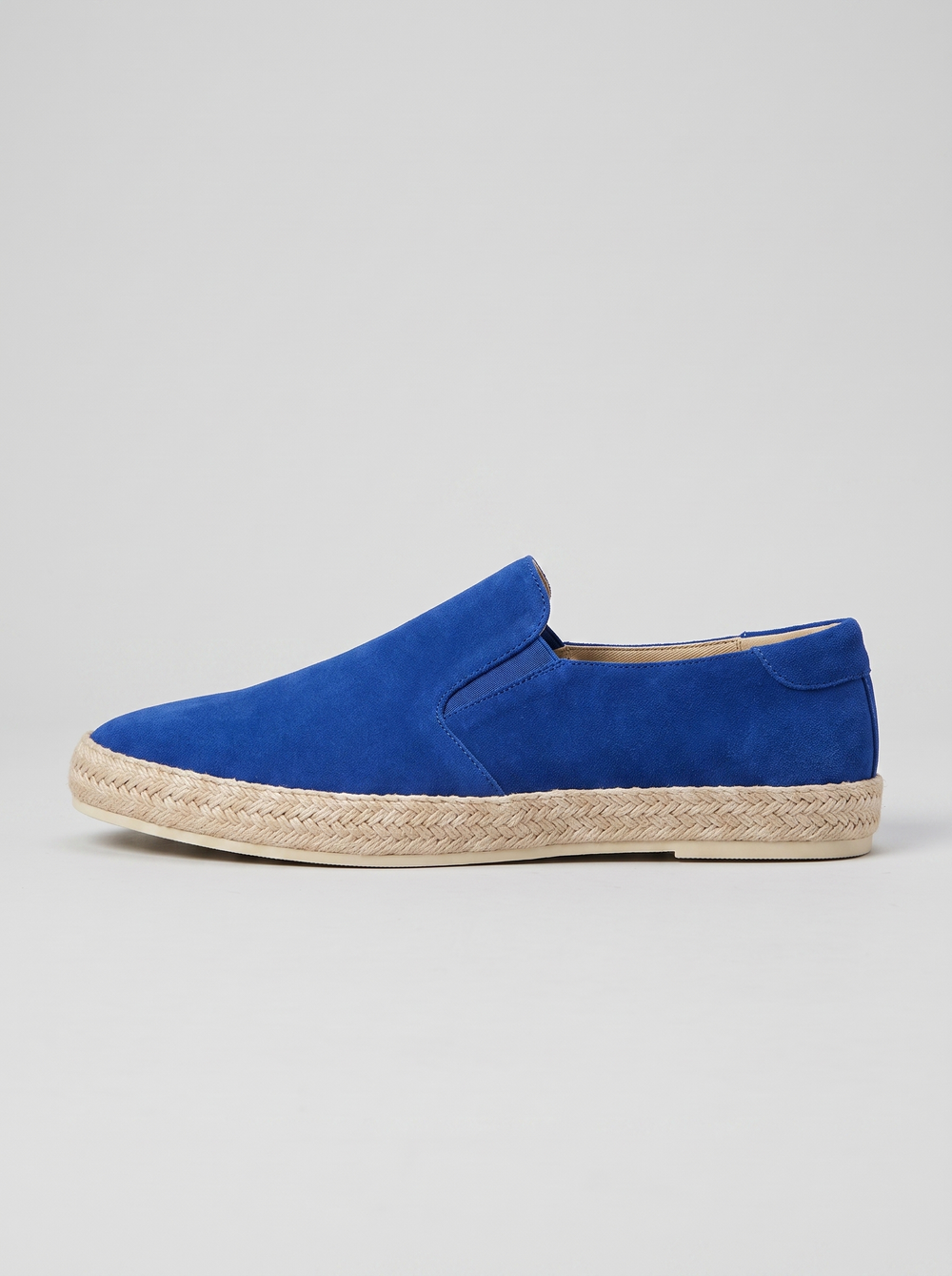 Riviera blauwe suede espadrille zijaanzicht