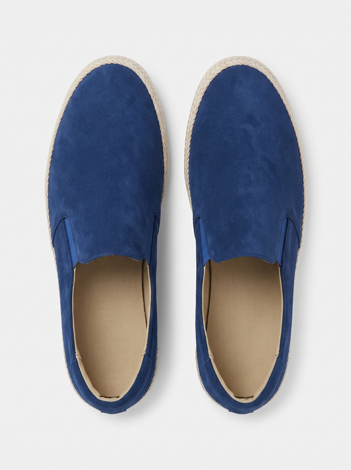 Riviera blauwe suede espadrilles bovenaanzicht