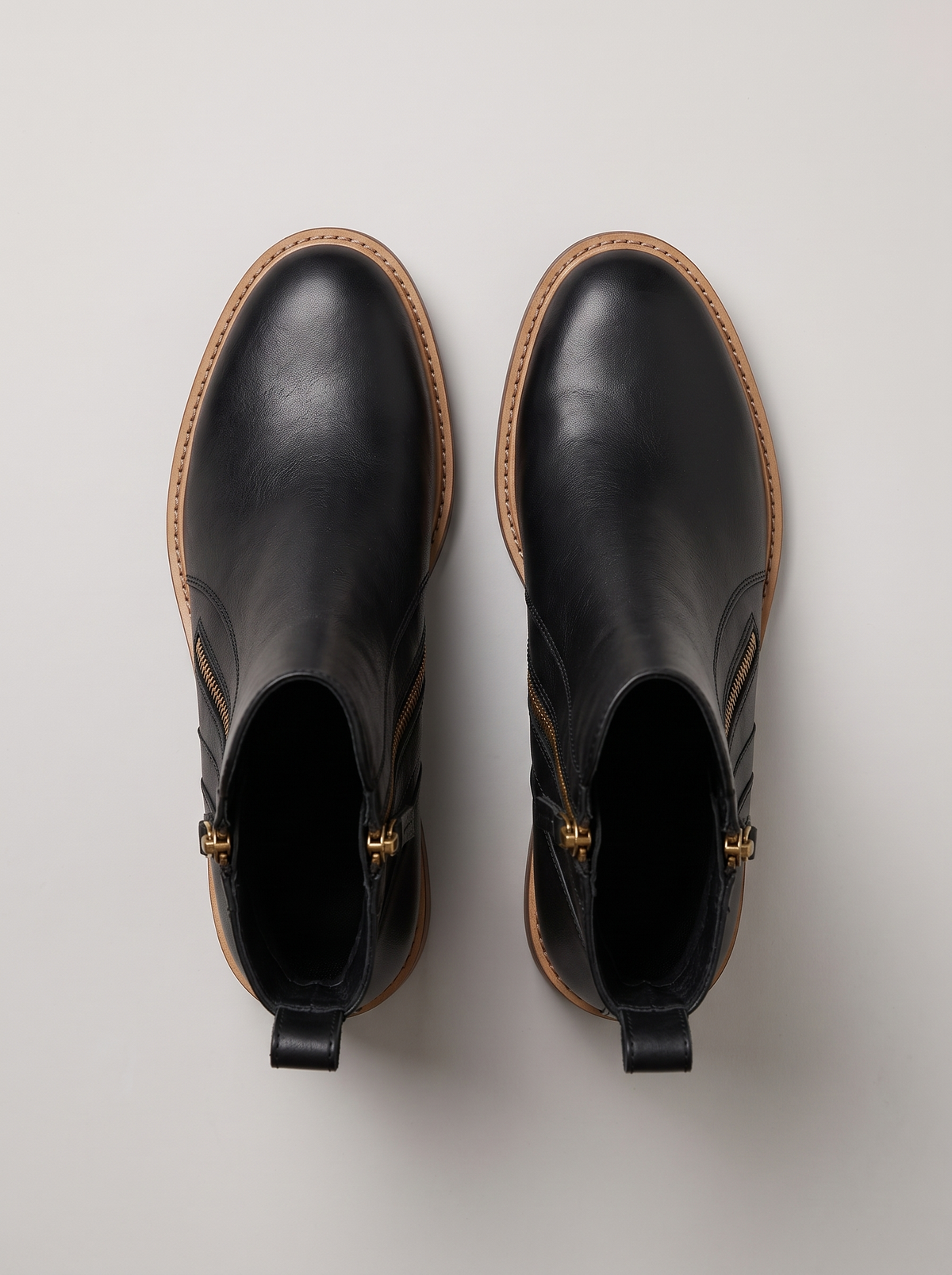 Erica black leather block heel ankle boots seen from above