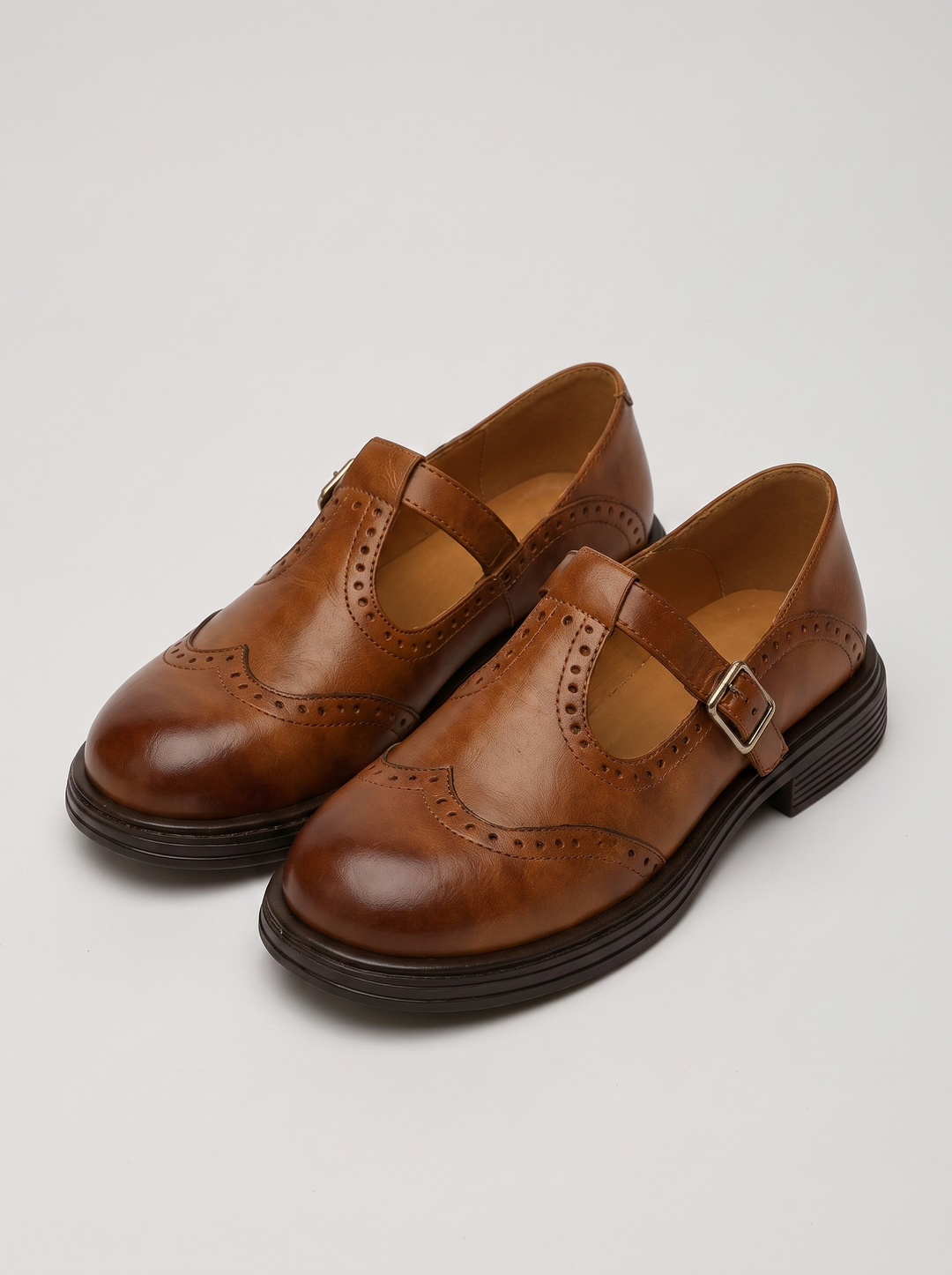 Loretta women's vintage Mary Jane shoes, pair, three-quarter view