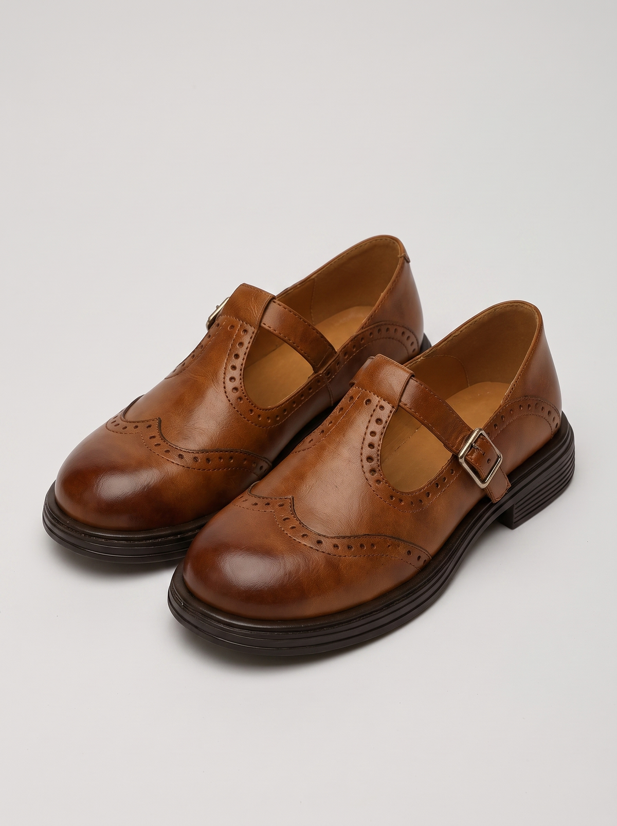 Loretta women's vintage Mary Jane shoes, pair, three-quarter view