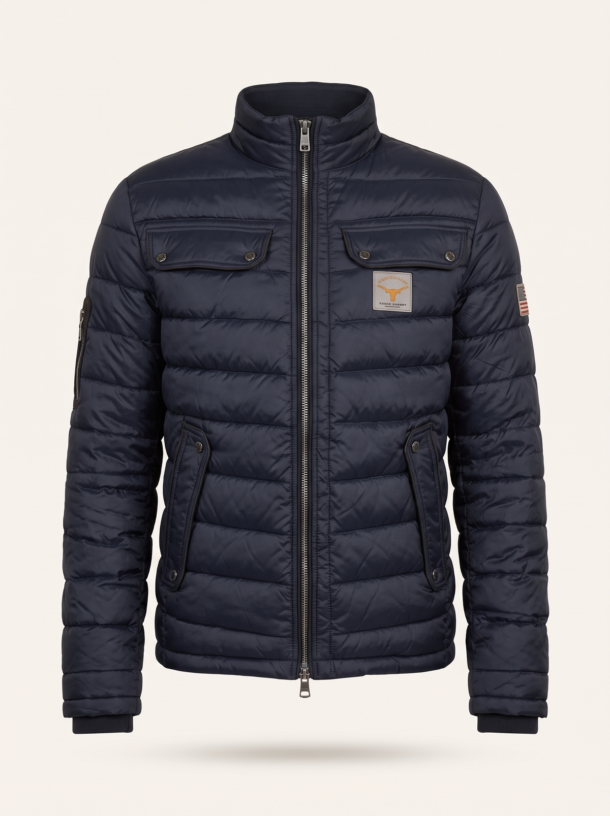 Men's Chic City Padded Jacket in navy, front view, studio photo