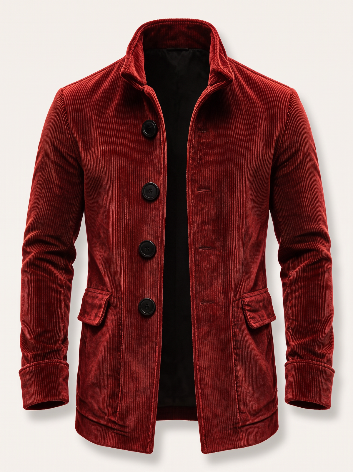 Men's Retro Corduroy Jacket in Red, front view, studio photo