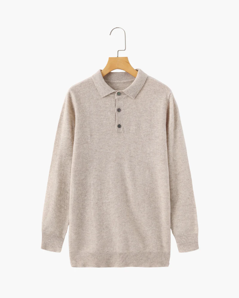Men's Cashmere Polo and Suede Loafer Ensemble — Oatmeal