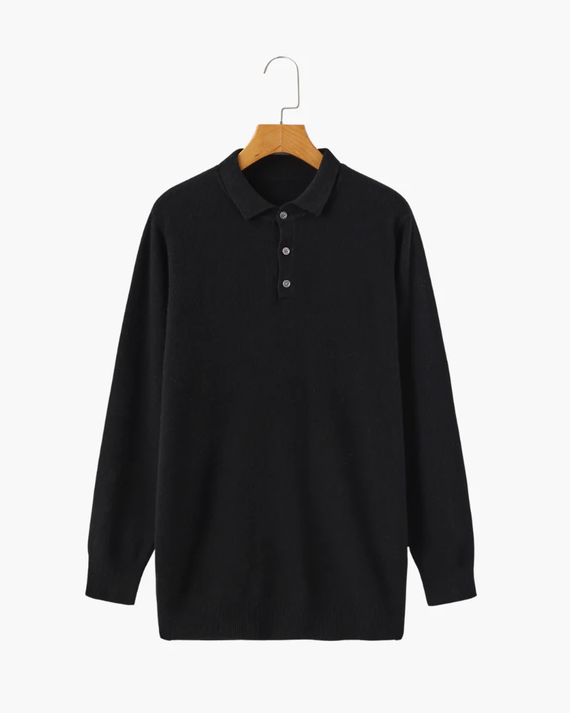 Men's Cashmere Polo and Suede Loafer Ensemble — Black