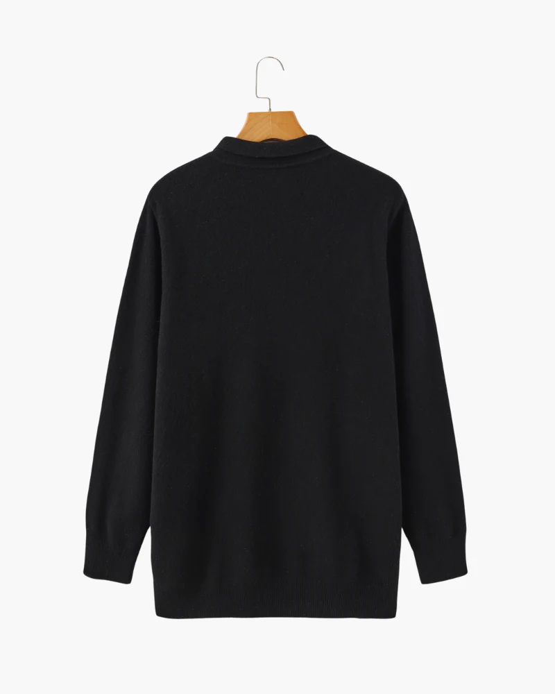Men's Cashmere Polo and Suede Loafer Ensemble — Black
