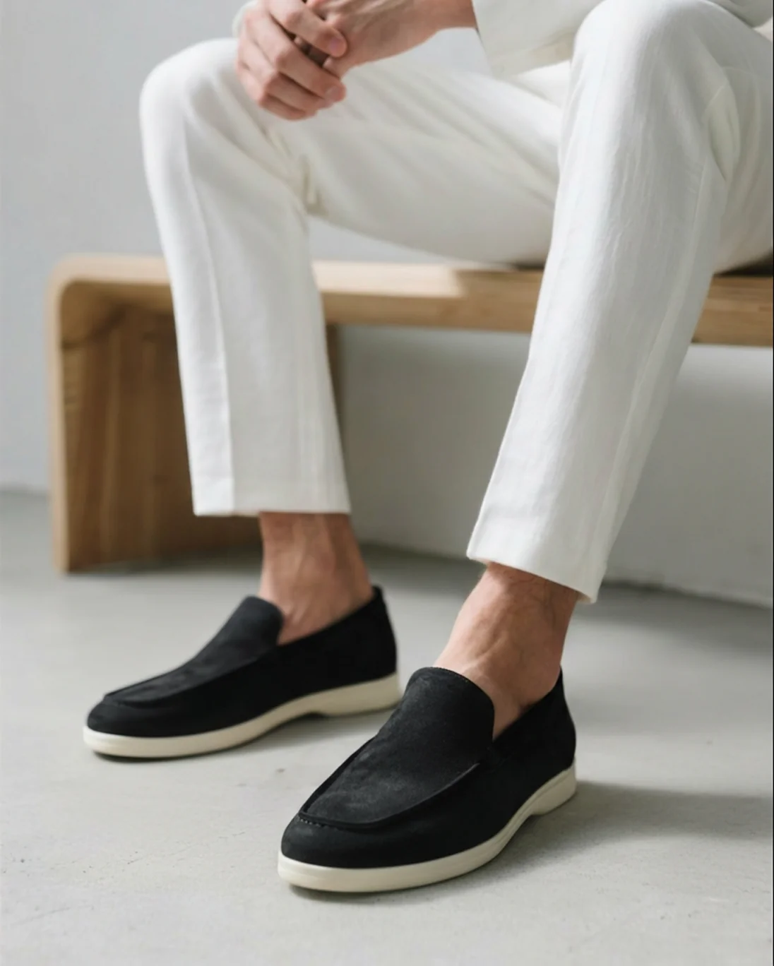 Classic | Men's Black Suede Slip-On Loafers
