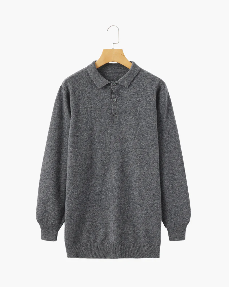 Men's Cashmere Polo and Suede Loafer Ensemble — Grey