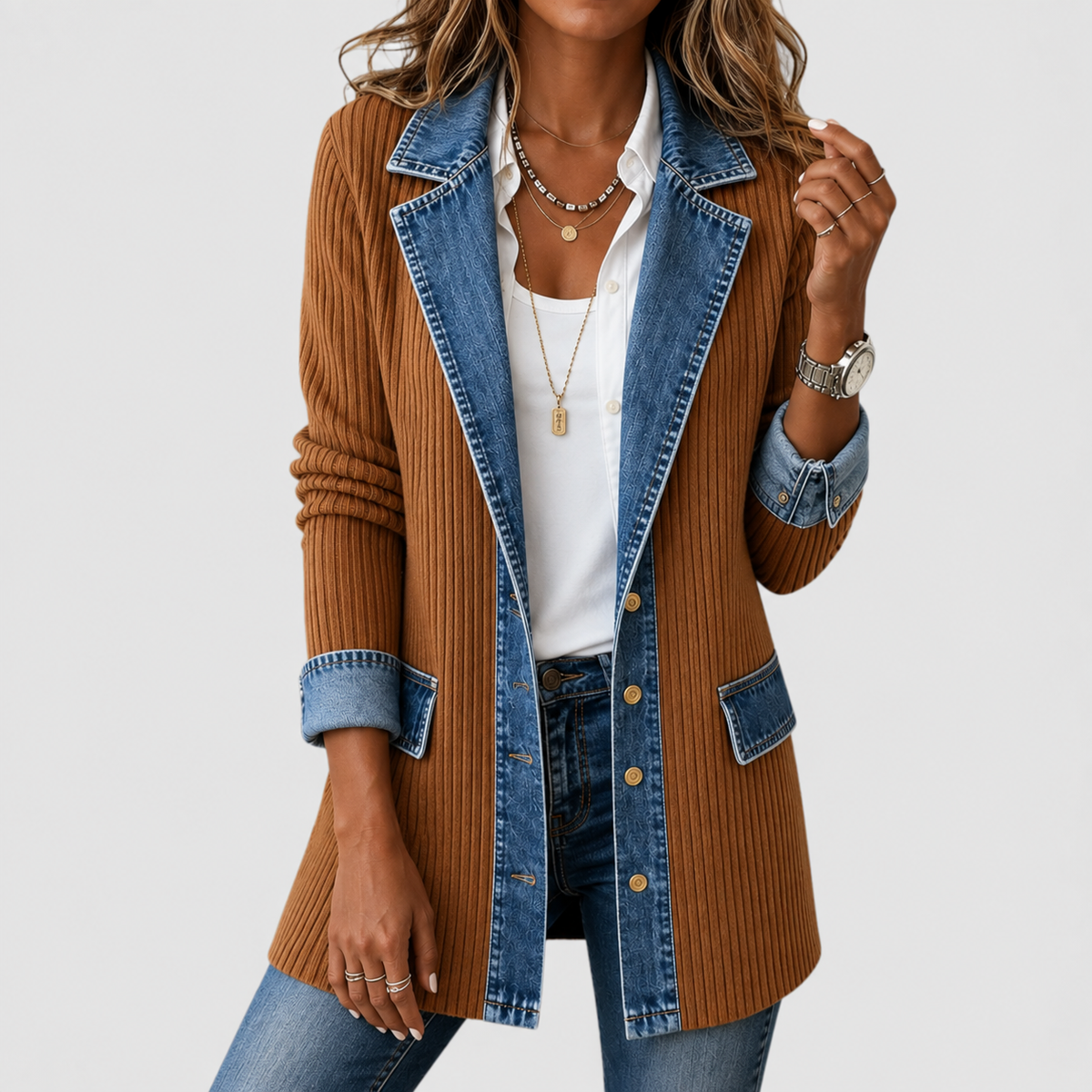 Kristen | Women's Knit Denim Autumn Jacket