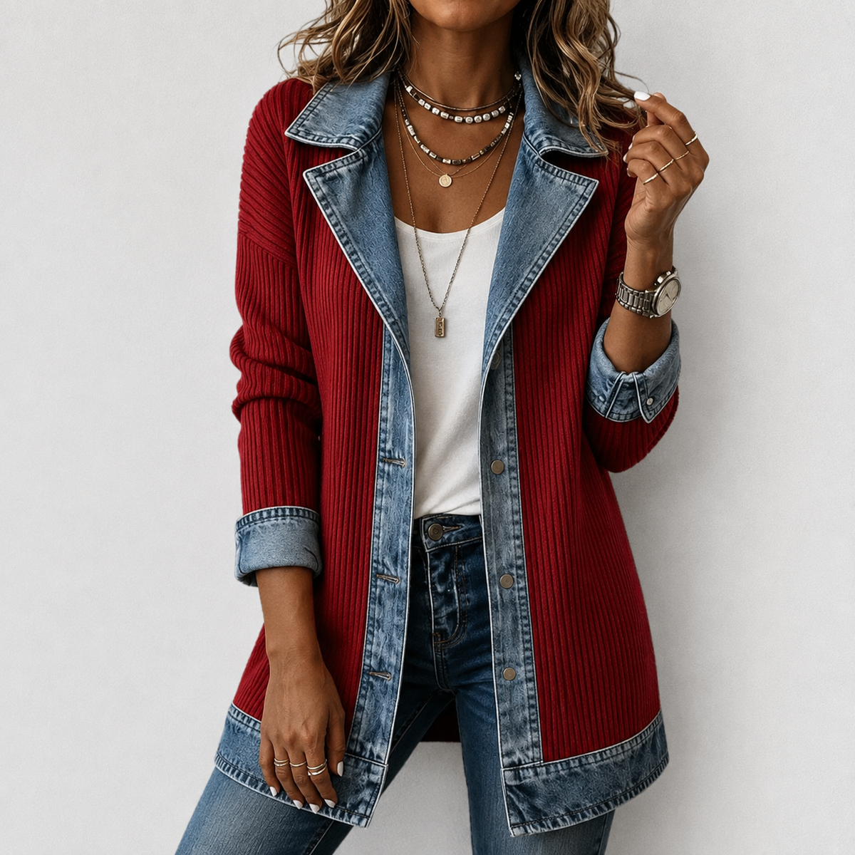 Kristen | Women's Knit Denim Autumn Jacket