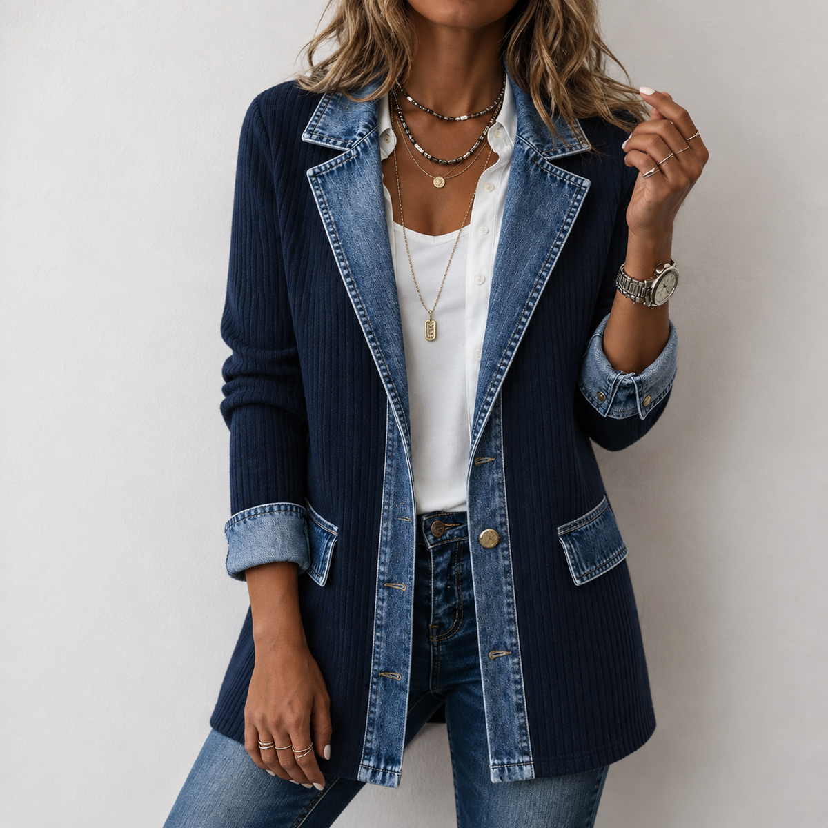 Kristen | Women's Knit Denim Autumn Jacket