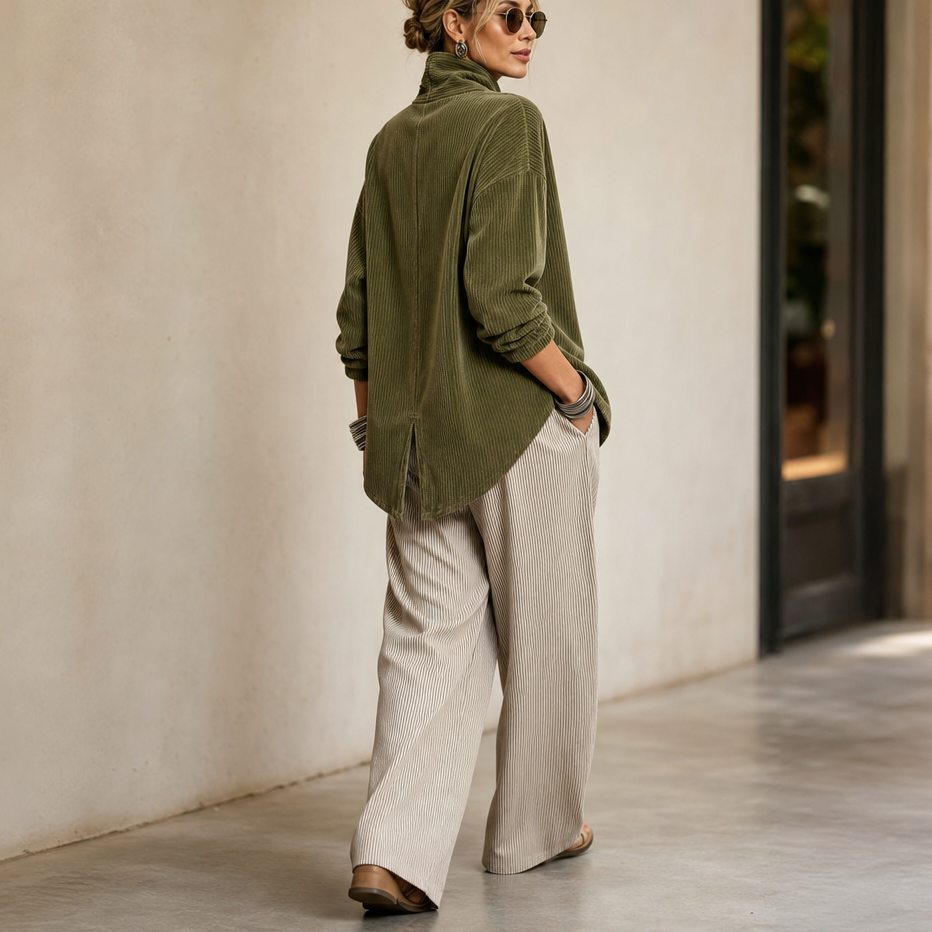 Louiza | Asymmetrical Corduroy Blouse