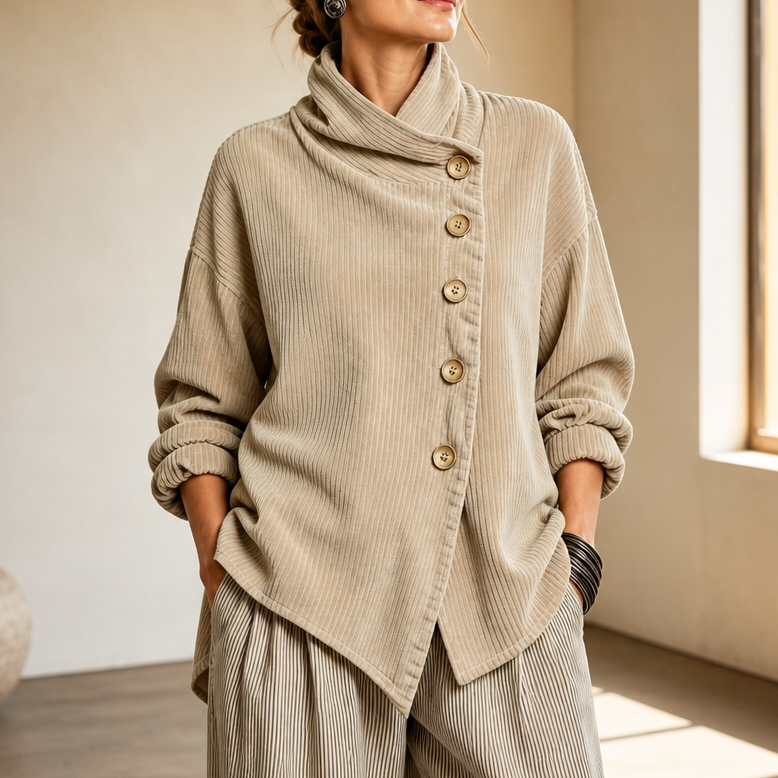 Louiza | Asymmetrical Corduroy Blouse