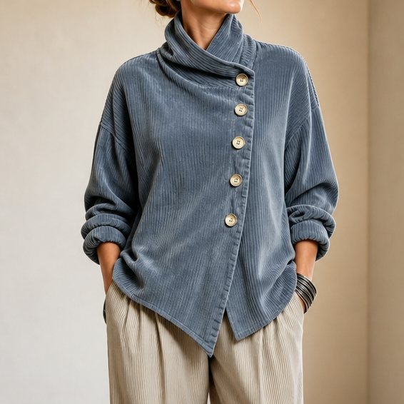 Louiza | Asymmetrical Corduroy Blouse